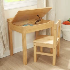Child's Lift-Top Desk & Chair - Honey><noscript><img width=