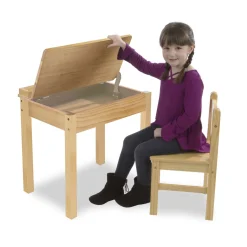 Child's Lift-Top Desk & Chair - Honey><noscript><img width=