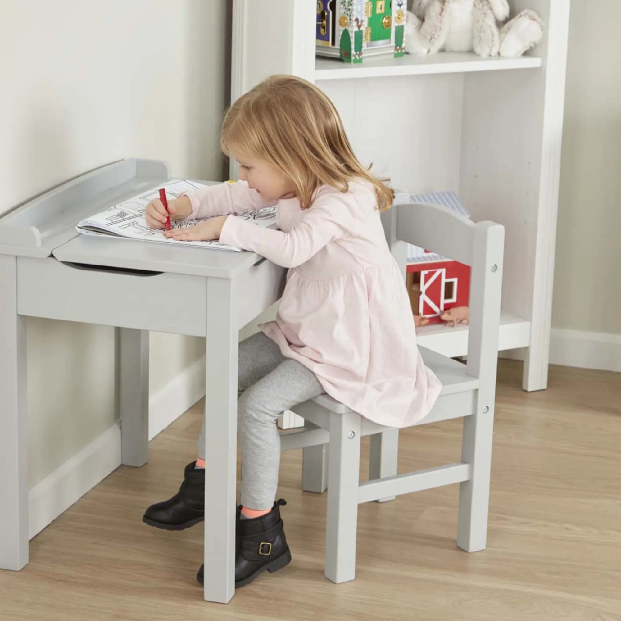 Child's Lift-Top Desk & Chair - Gray>Melissa & Doug Clearance