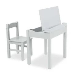 Child's Lift-Top Desk & Chair - Gray><noscript><img width=