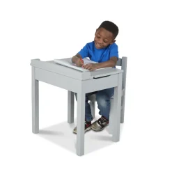 Child's Lift-Top Desk & Chair - Gray><noscript><img width=