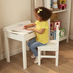 Child's Lift-Top Desk & Chair - White><noscript><img width=