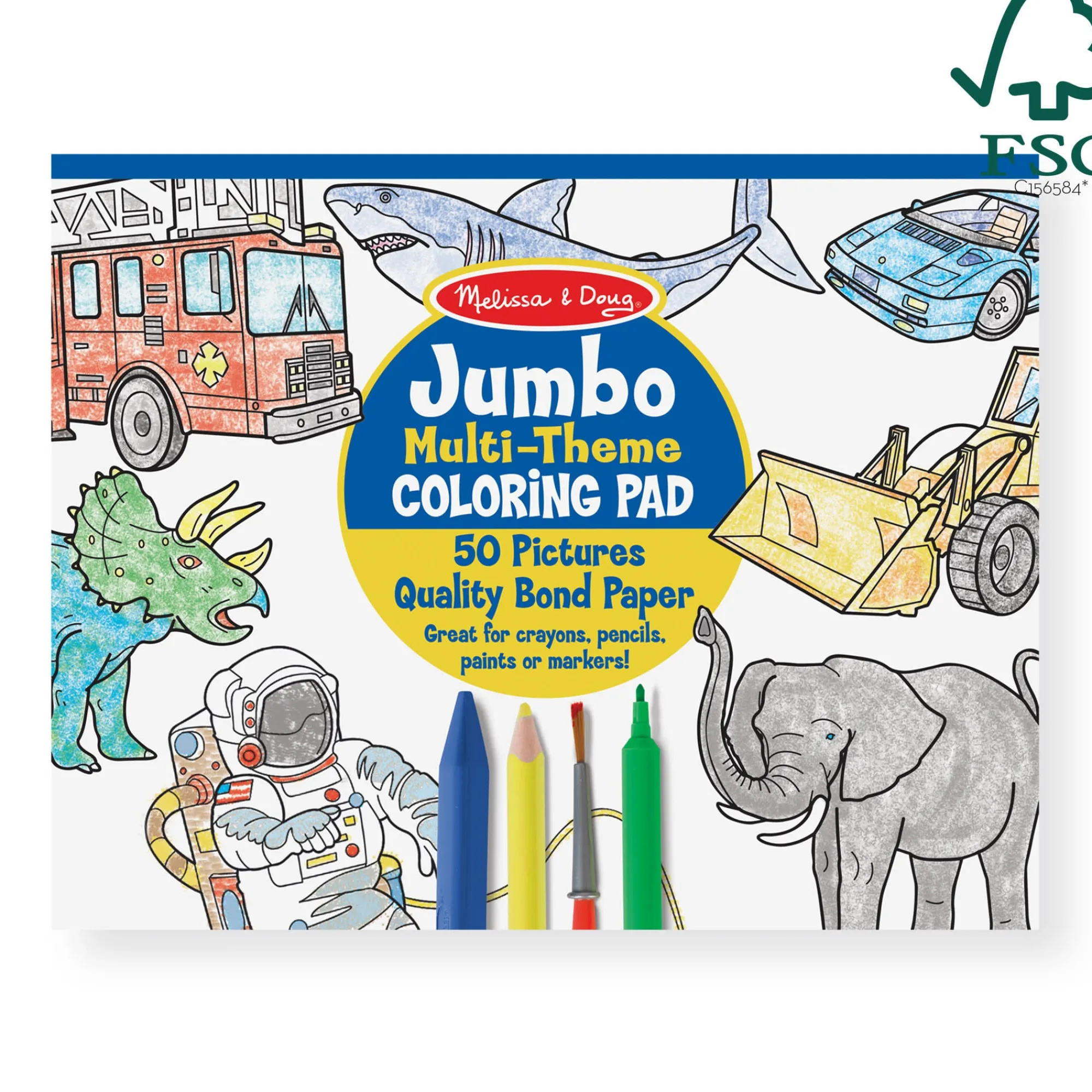 Coloring Pad 3-Pack: Animals, Vehicles, Multi-Theme>Melissa & Doug Clearance