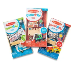 Createed by Me!™ Vehicle Craft Kit 3-Pack: Plane, Train, Race Car>Melissa & Doug Clearance