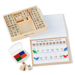 Deluxe Wooden Stamp Set - ABCs 123s>Melissa & Doug New