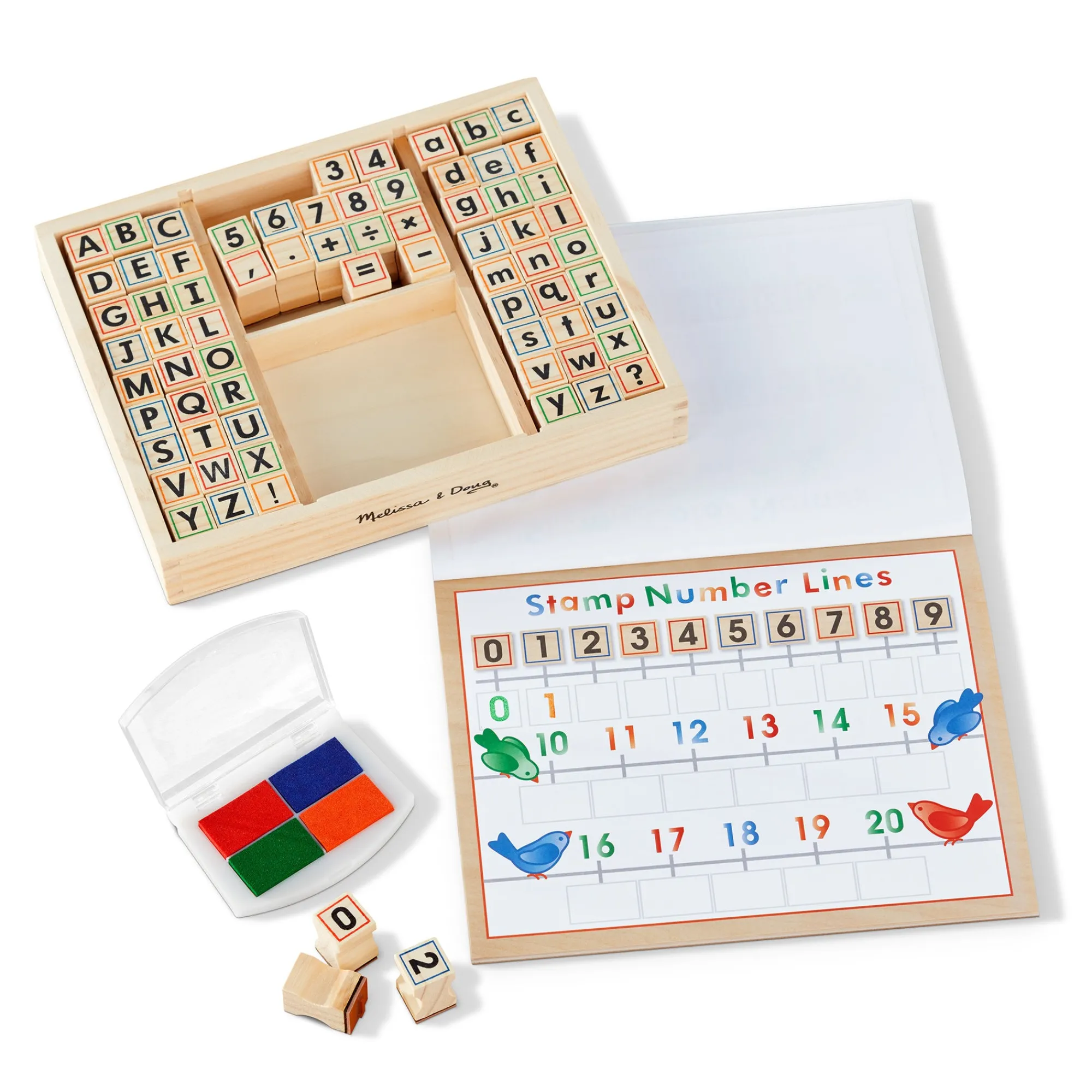 Deluxe Wooden Stamp Set - ABCs 123s>Melissa & Doug New