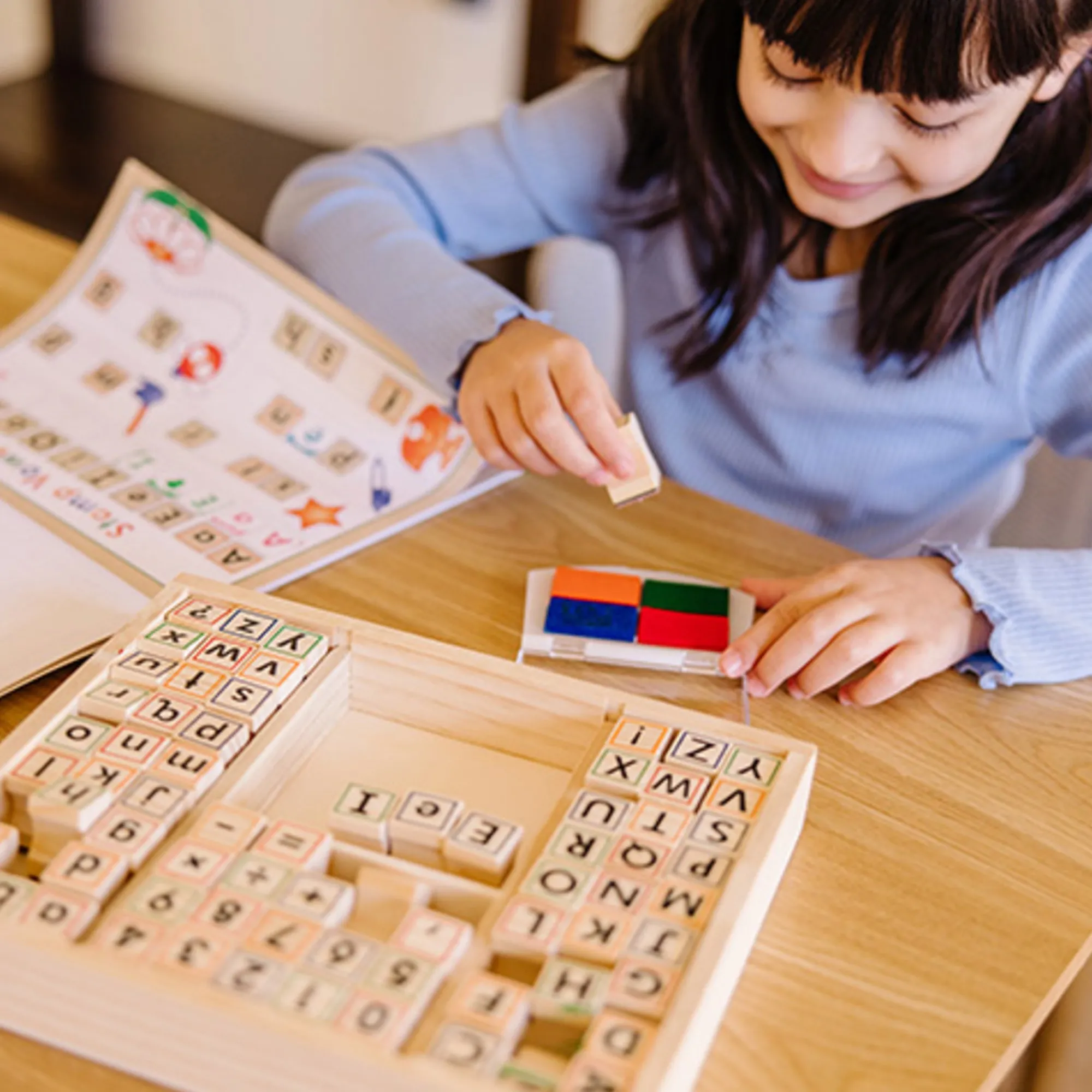 Deluxe Wooden Stamp Set - ABCs 123s>Melissa & Doug New