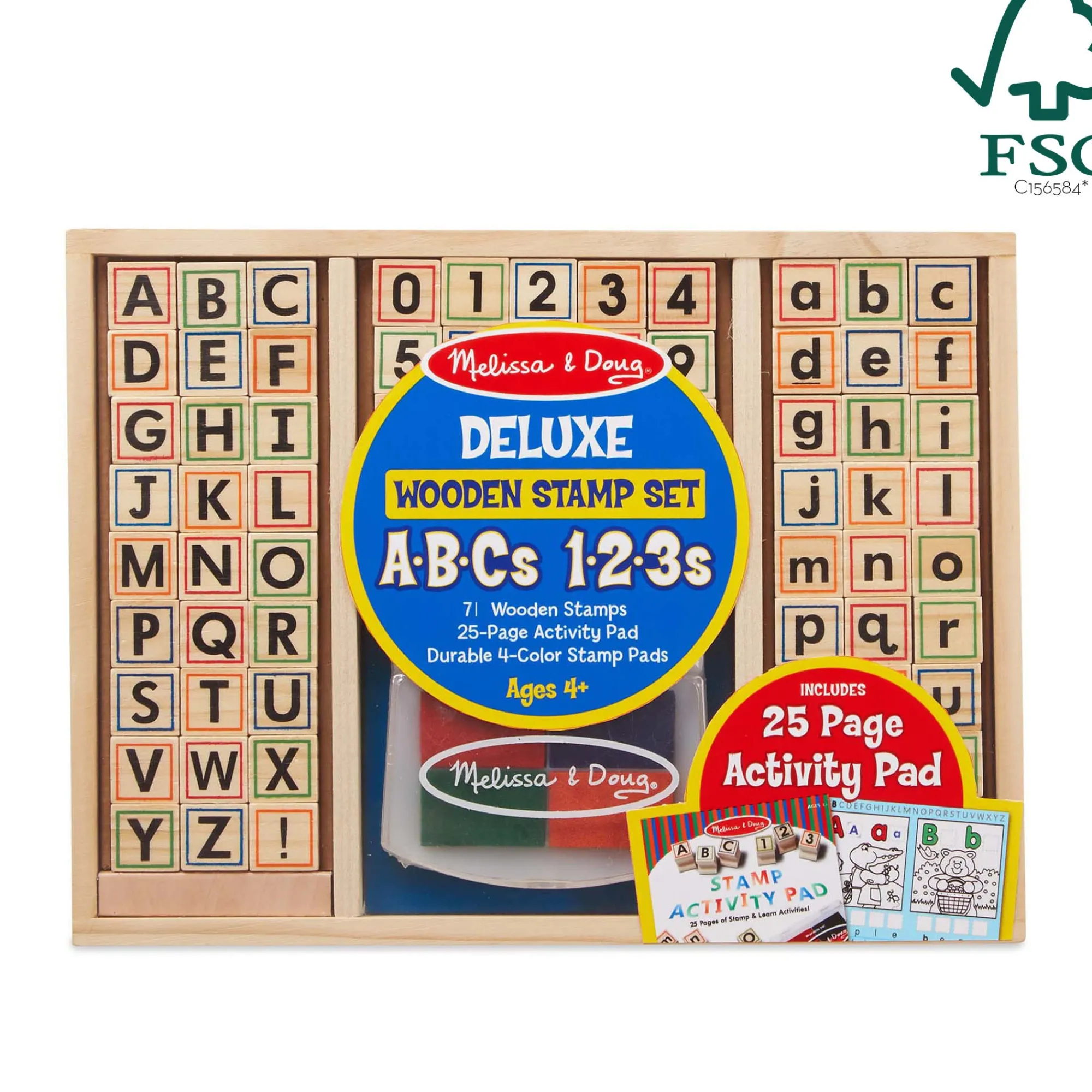 Deluxe Wooden Stamp Set - ABCs 123s>Melissa & Doug New
