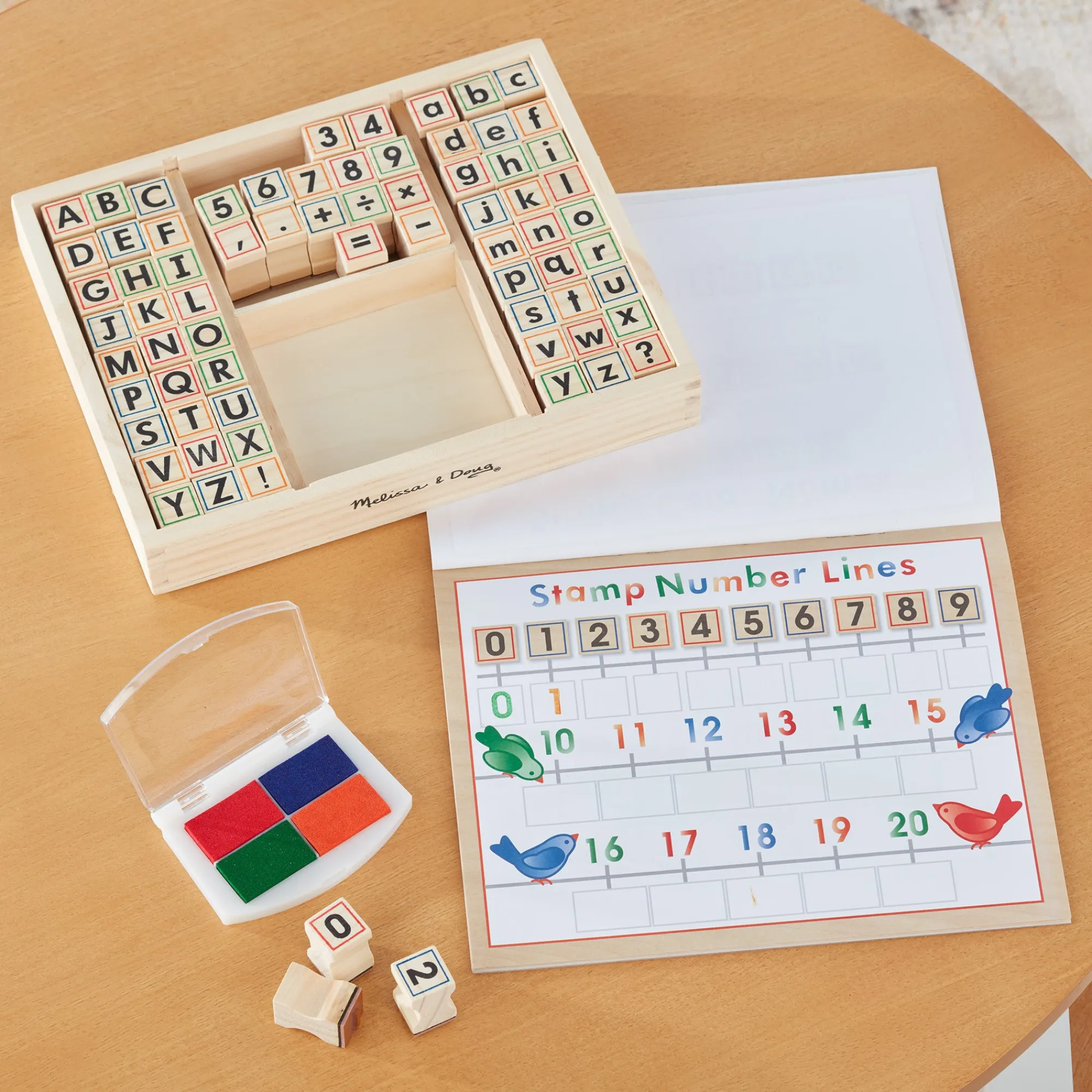 Deluxe Wooden Stamp Set - ABCs 123s>Melissa & Doug New
