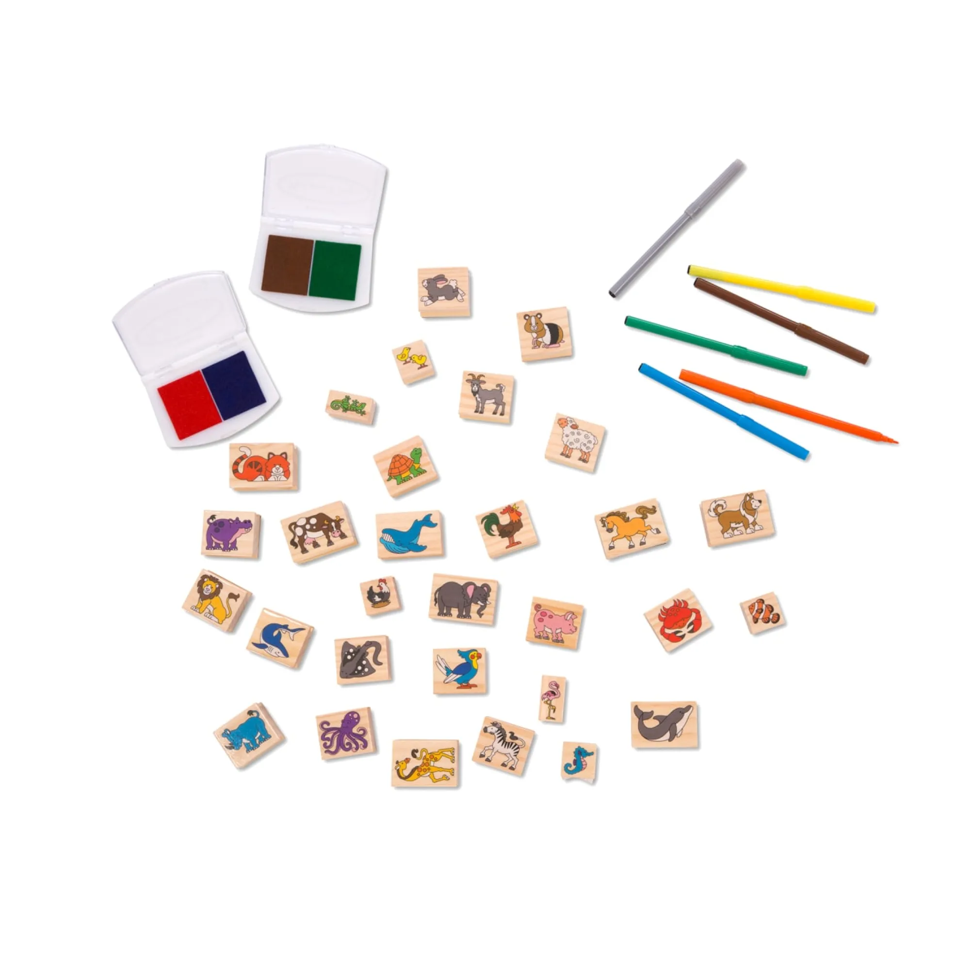 Deluxe Wooden Stamp Set - Animals>Melissa & Doug New