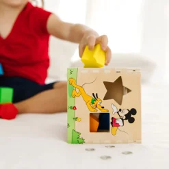 Disney Mickey Mouse & Friends Wooden Shape Sorting Cube><noscript><img width=
