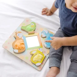 First Play Wooden Touch and Feel Puzzle Peek-a-Boo Pets With Mirror>Melissa & Doug Clearance