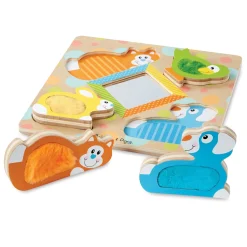 First Play Wooden Touch and Feel Puzzle Peek-a-Boo Pets With Mirror><noscript><img width=
