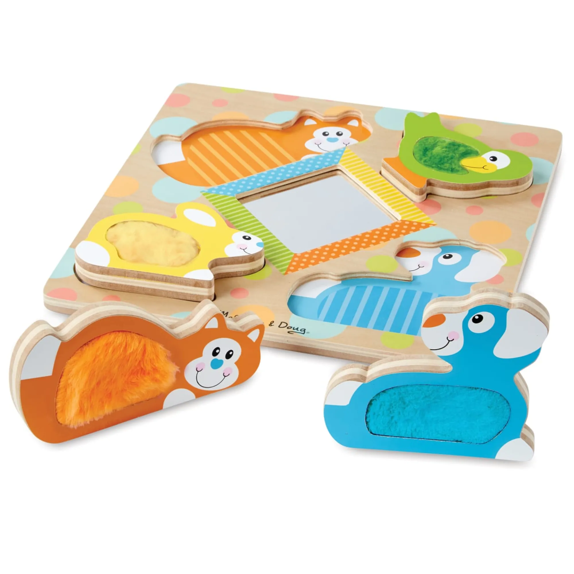 First Play Wooden Touch and Feel Puzzle Peek-a-Boo Pets With Mirror>Melissa & Doug Clearance