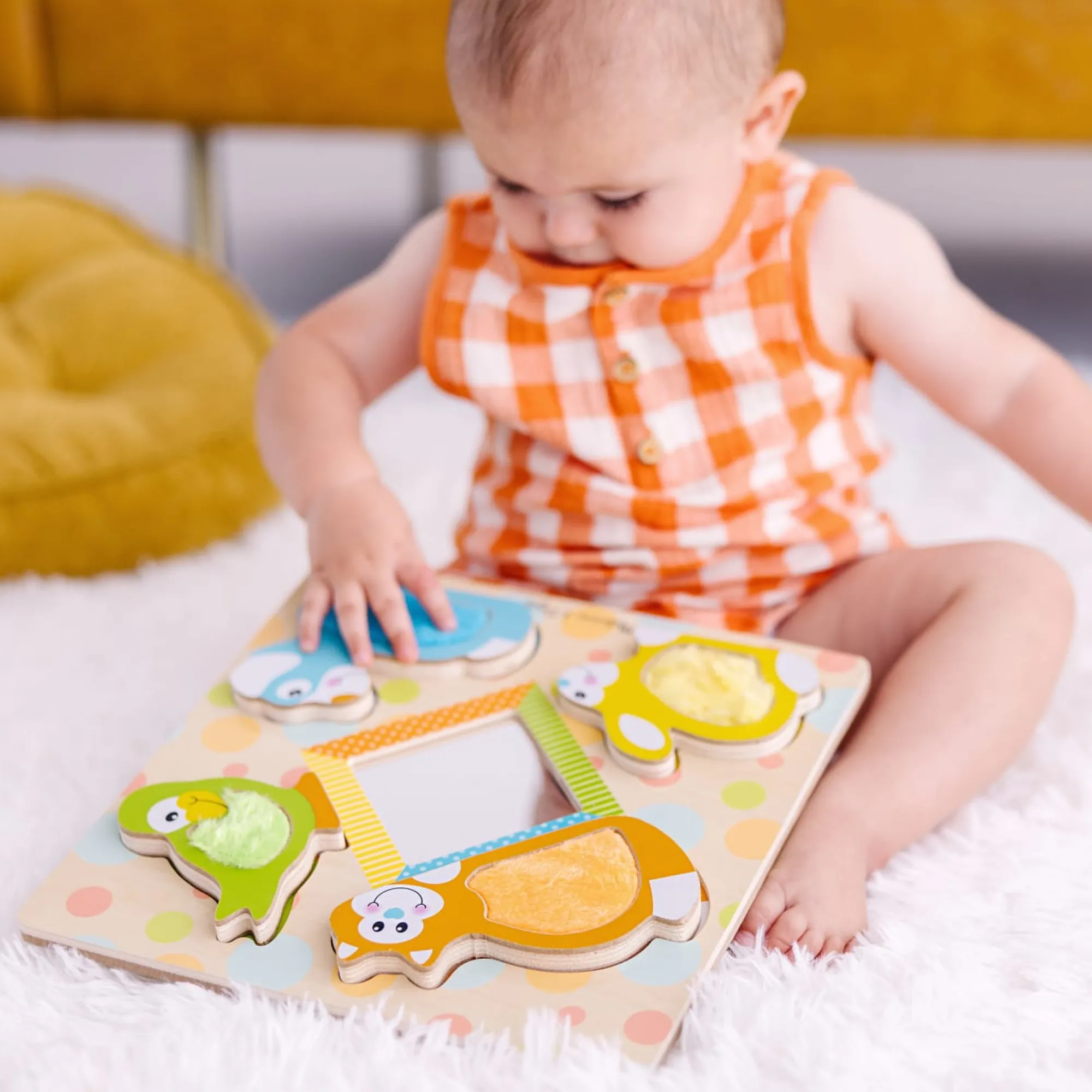 First Play Wooden Touch and Feel Puzzle Peek-a-Boo Pets With Mirror>Melissa & Doug Clearance