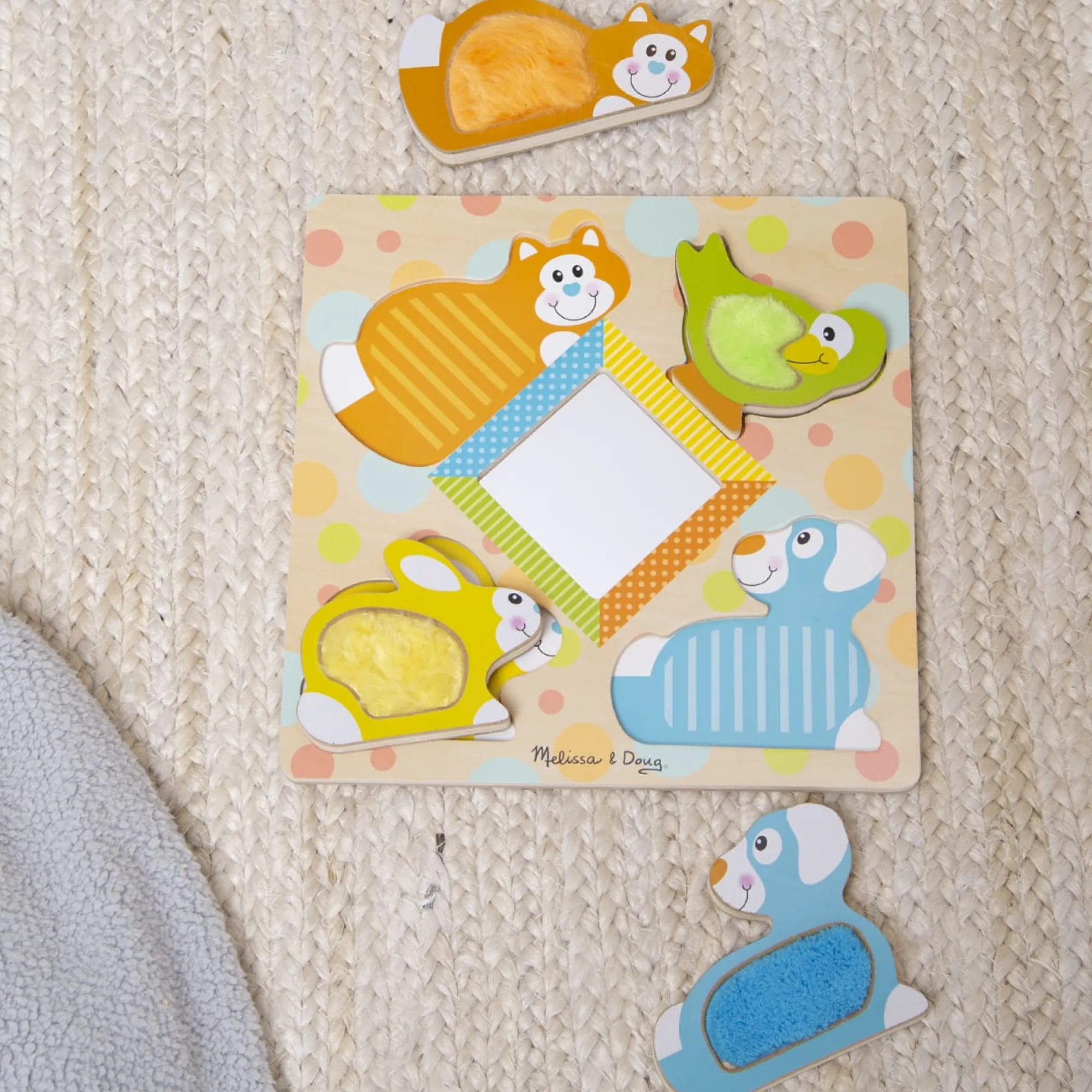 First Play Wooden Touch and Feel Puzzle Peek-a-Boo Pets With Mirror>Melissa & Doug Clearance