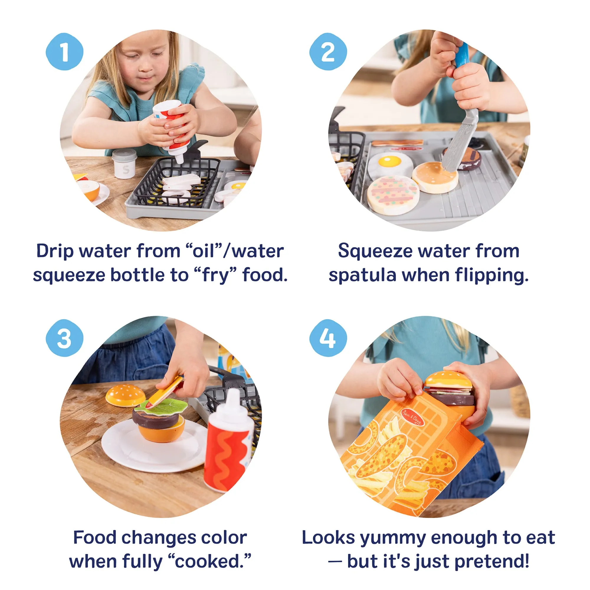 Flip & Fry Grill Play Set with Color Changing Water WOW!>Melissa & Doug New