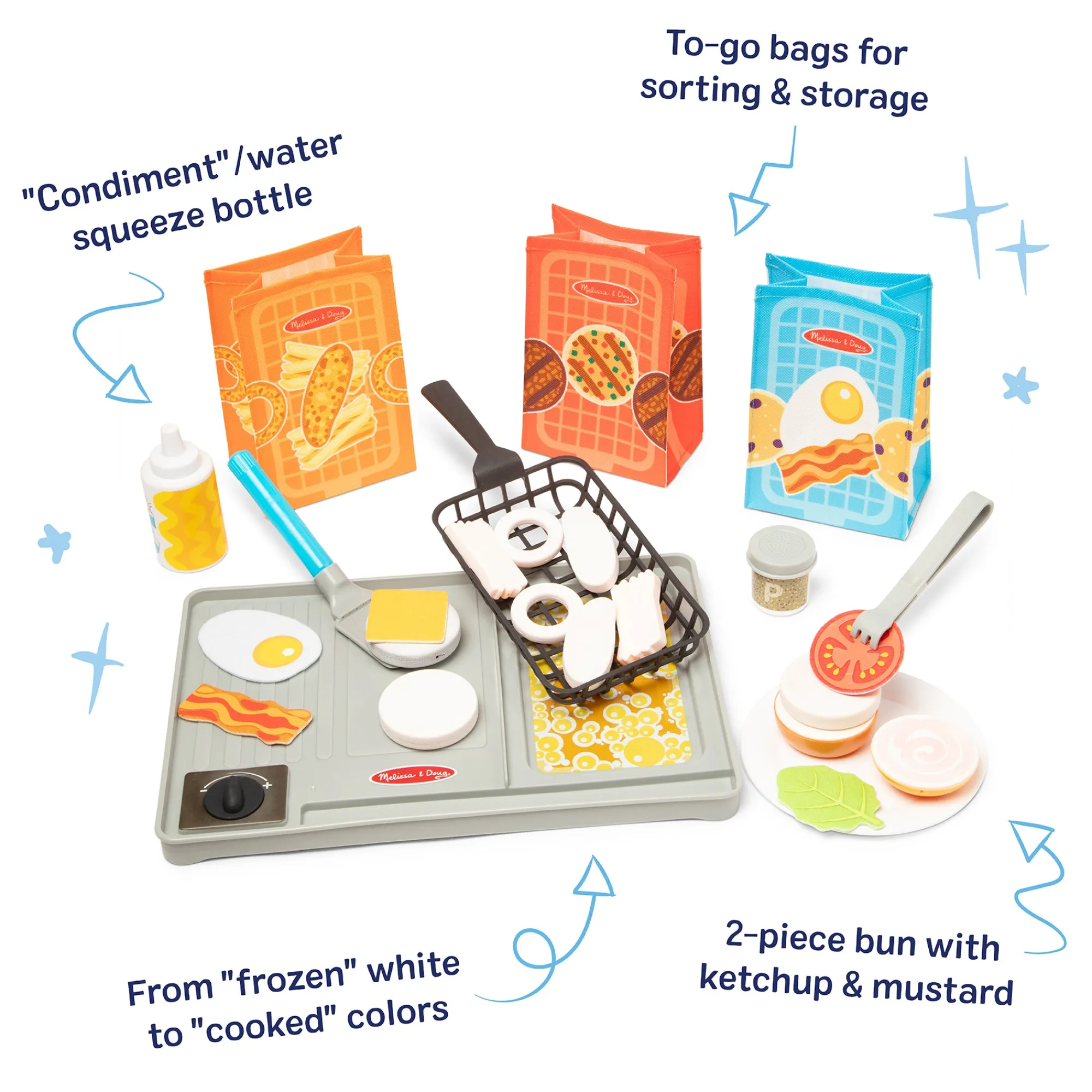 Flip & Fry Grill Play Set with Color Changing Water WOW!>Melissa & Doug New