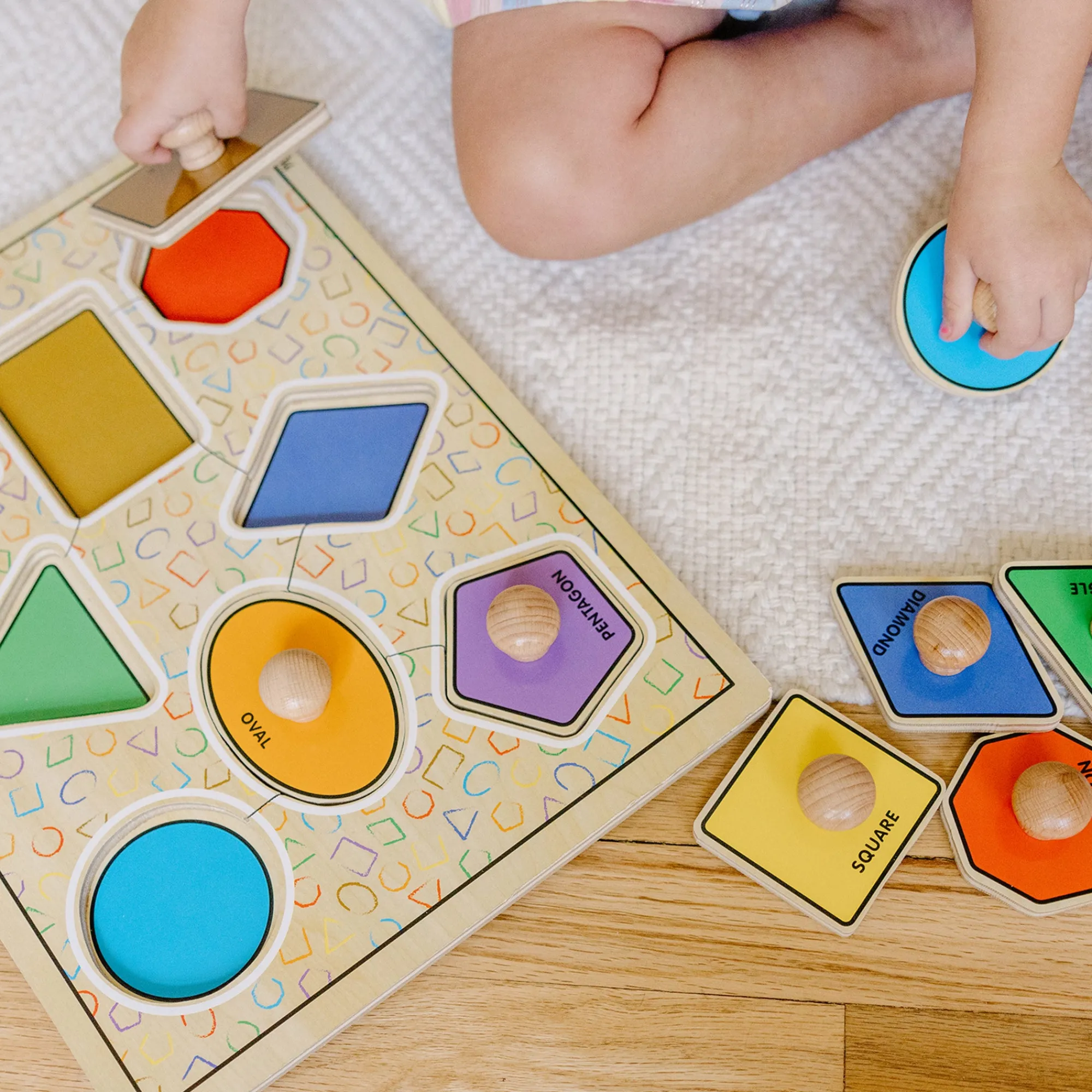 Geometric Shapes Deluxe Jumbo Peg Puzzle - 8 Pieces>Melissa & Doug New