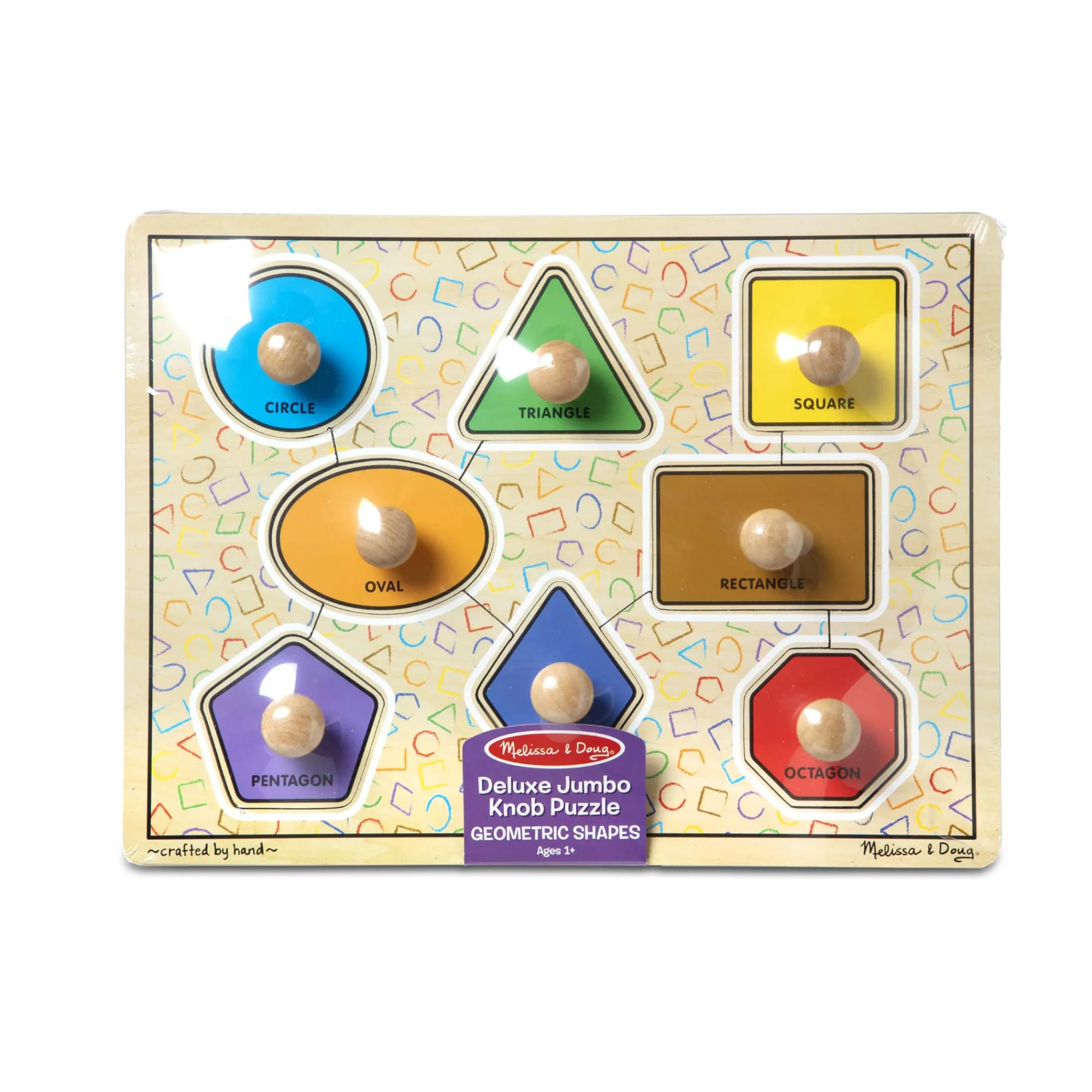 Geometric Shapes Deluxe Jumbo Peg Puzzle - 8 Pieces>Melissa & Doug New