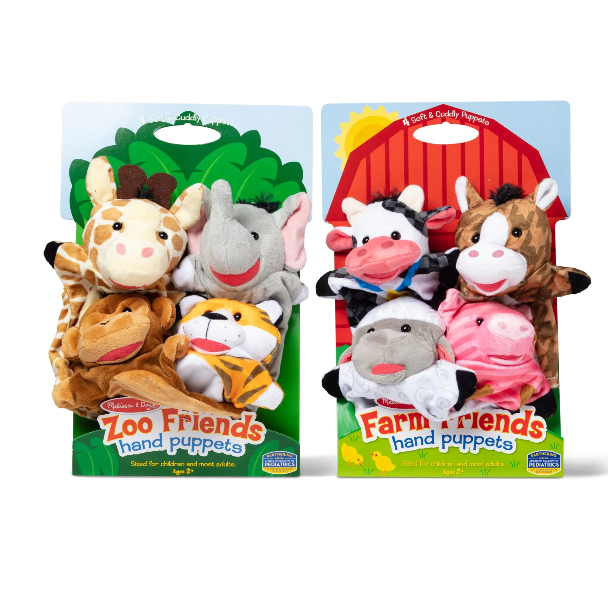 Hand Puppet 2-Pack: Farm Friends, Zoo Friends>Melissa & Doug Clearance