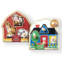 Jumbo Knob Wooden Puzzles Bundle - Shapes and Barn>Melissa & Doug New