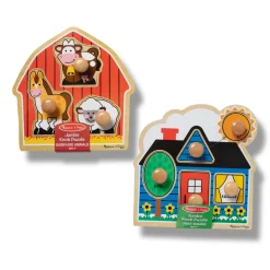 Jumbo Knob Wooden Puzzles Bundle - Shapes and Barn><noscript><img width=