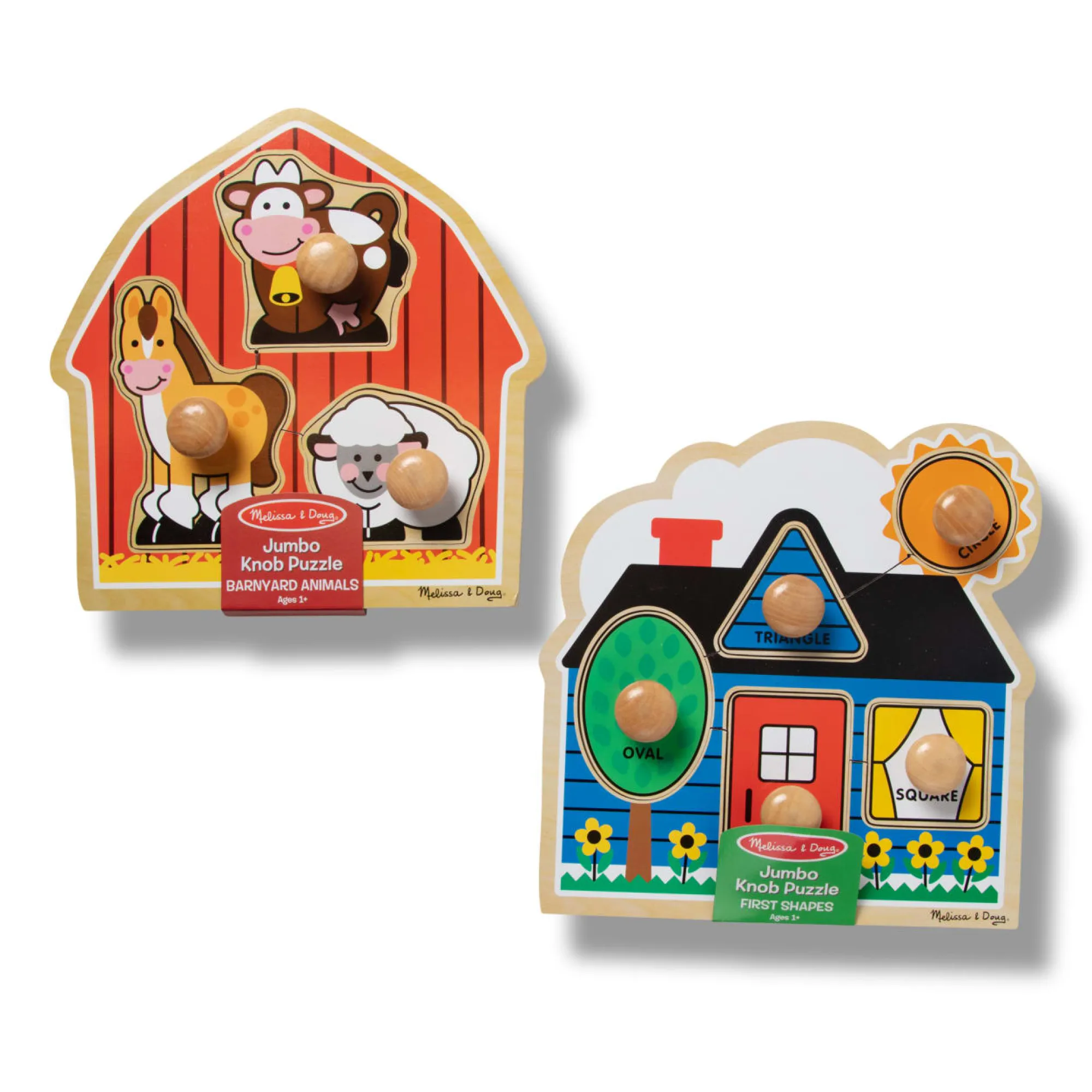 Jumbo Knob Wooden Puzzles Bundle - Shapes and Barn>Melissa & Doug New