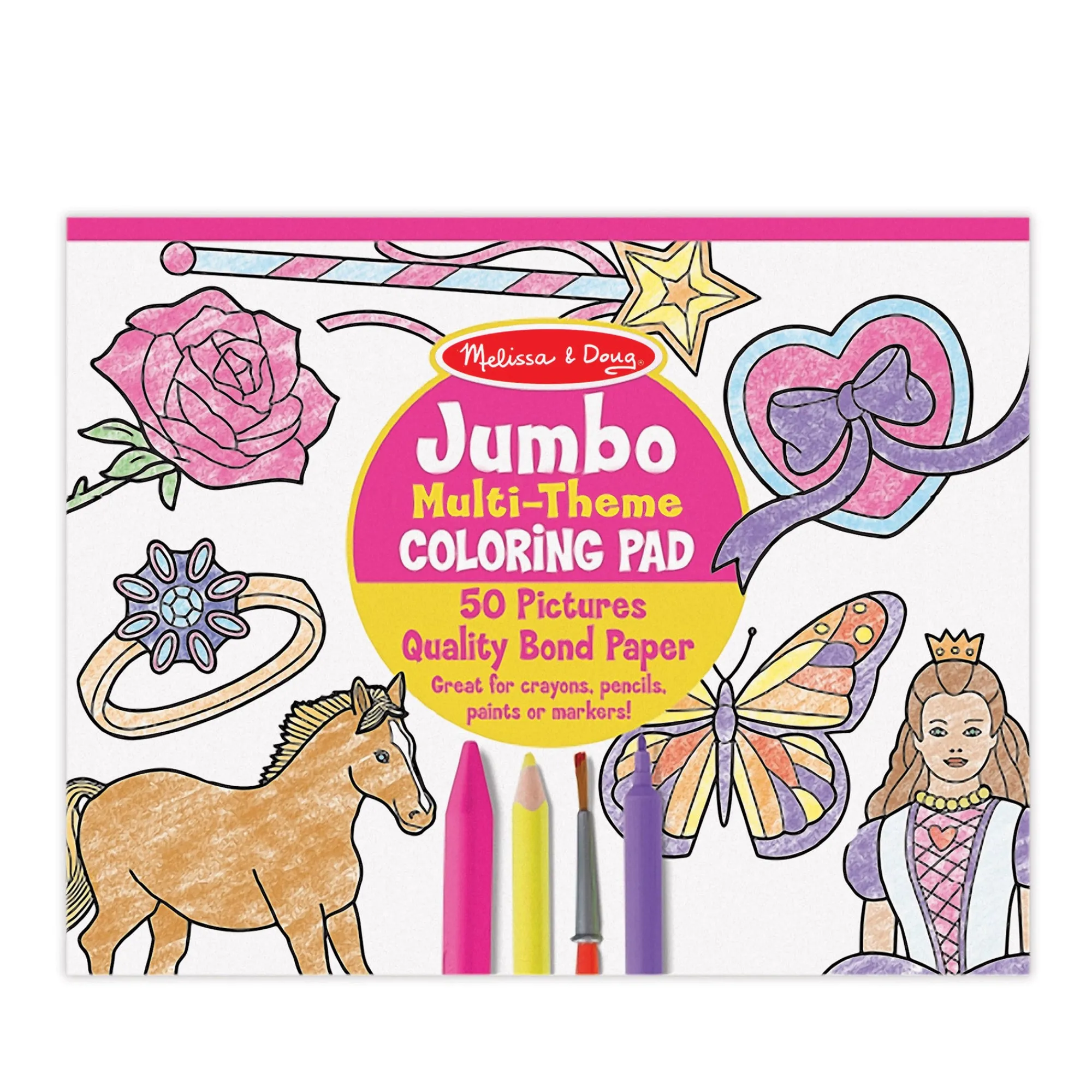 Jumbo 50-Page Kids' Coloring Pad - Horses, Hearts, Flowers, and More>Melissa & Doug Best