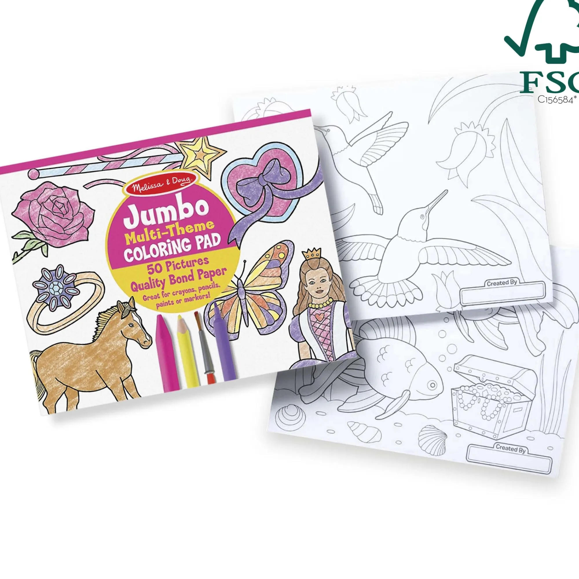 Jumbo 50-Page Kids' Coloring Pad - Horses, Hearts, Flowers, and More>Melissa & Doug Best