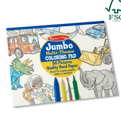 Jumbo 50-Page Kids' Coloring Pad - Space, Sharks, Sports, and More><noscript><img width=