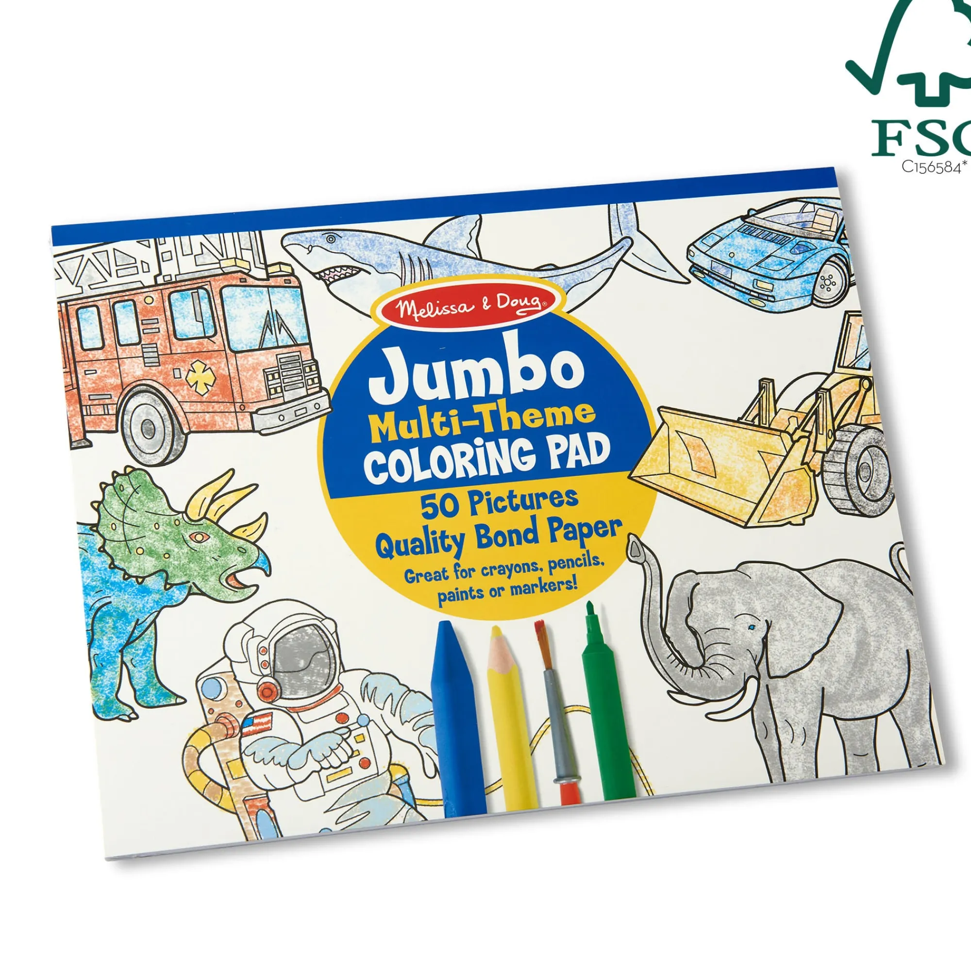 Jumbo 50-Page Kids' Coloring Pad - Space, Sharks, Sports, and More>Melissa & Doug Best