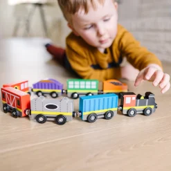 Magnetic Wooden Train Cars><noscript><img width=