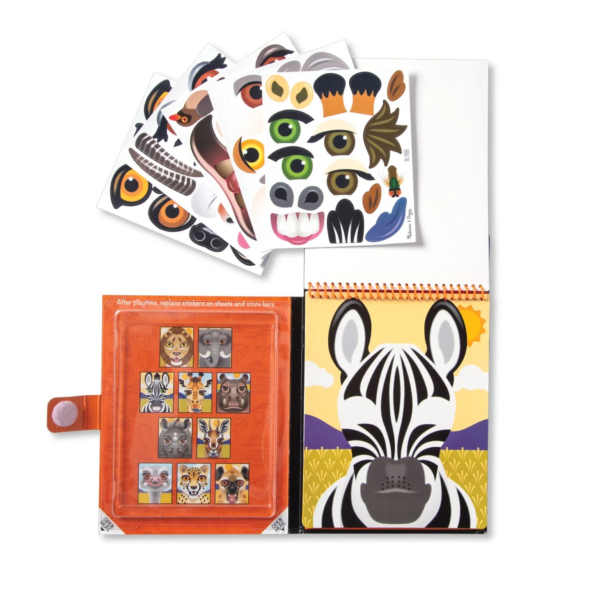 Make-a-Face – Safari Reusable Sticker Pad – On the Go Travel Activity>Melissa & Doug New