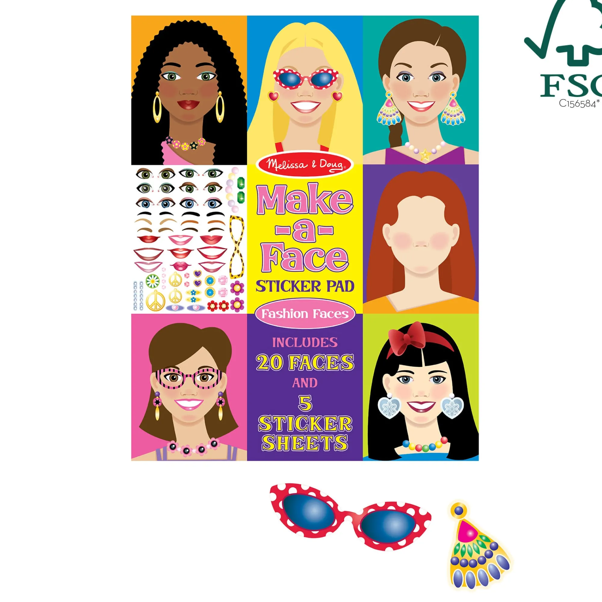 Make-a-Face Sticker Pad - Fashion Faces>Melissa & Doug Online