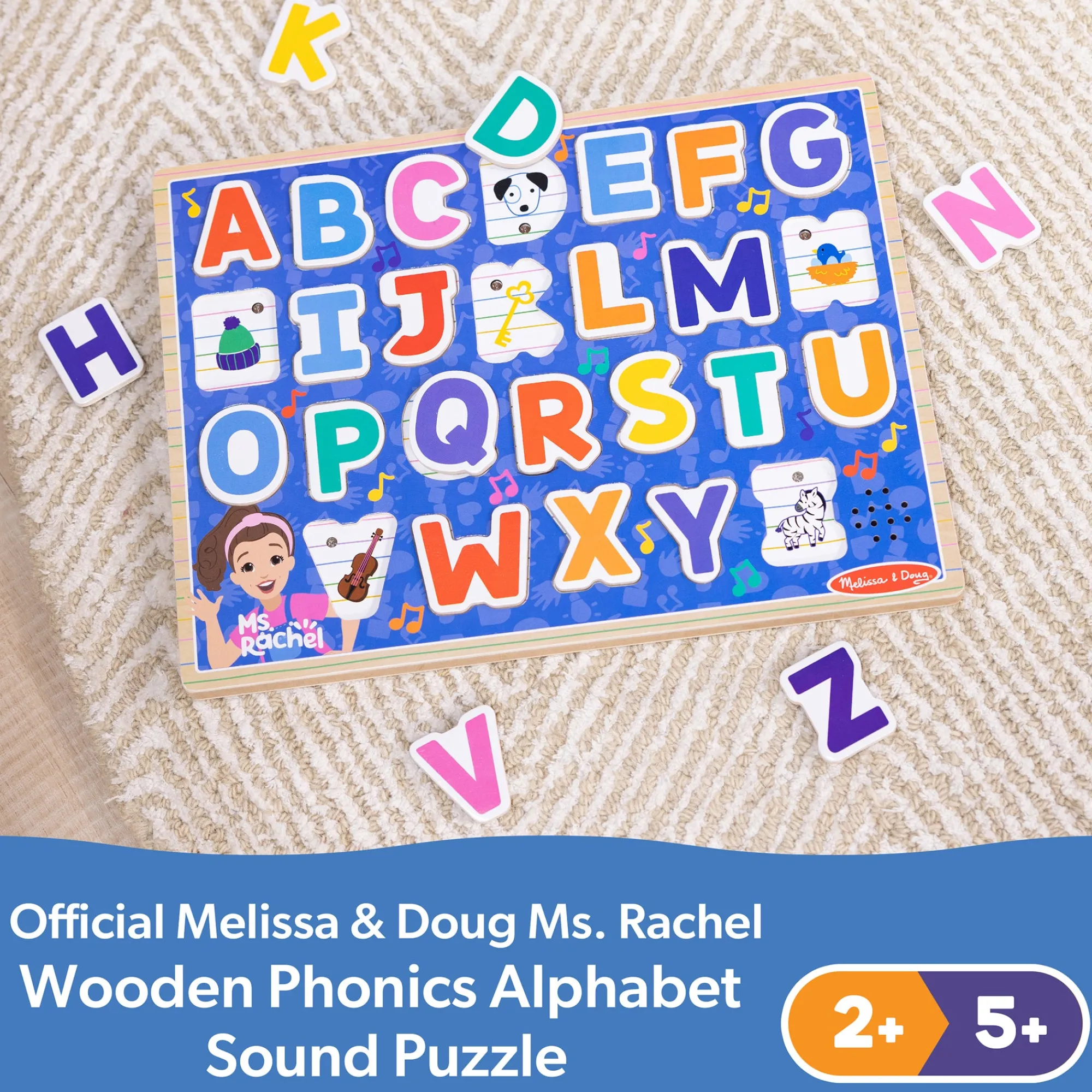 Ms. Rachel™ Wooden Phonics Alphabet Sound Puzzle - 24 Pieces>Melissa & Doug