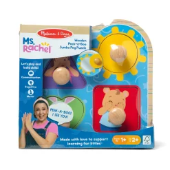Ms. Rachel™ Wooden Peek-a-Boo Jumbo Peg Puzzle – 4 Pieces><noscript><img width=