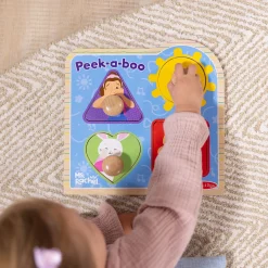 Ms. Rachel™ Wooden Peek-a-Boo Jumbo Peg Puzzle – 4 Pieces><noscript><img width=