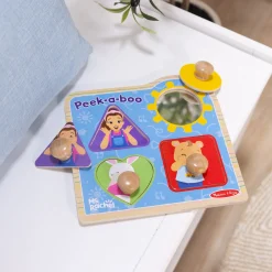 Ms. Rachel™ Wooden Peek-a-Boo Jumbo Peg Puzzle – 4 Pieces><noscript><img width=
