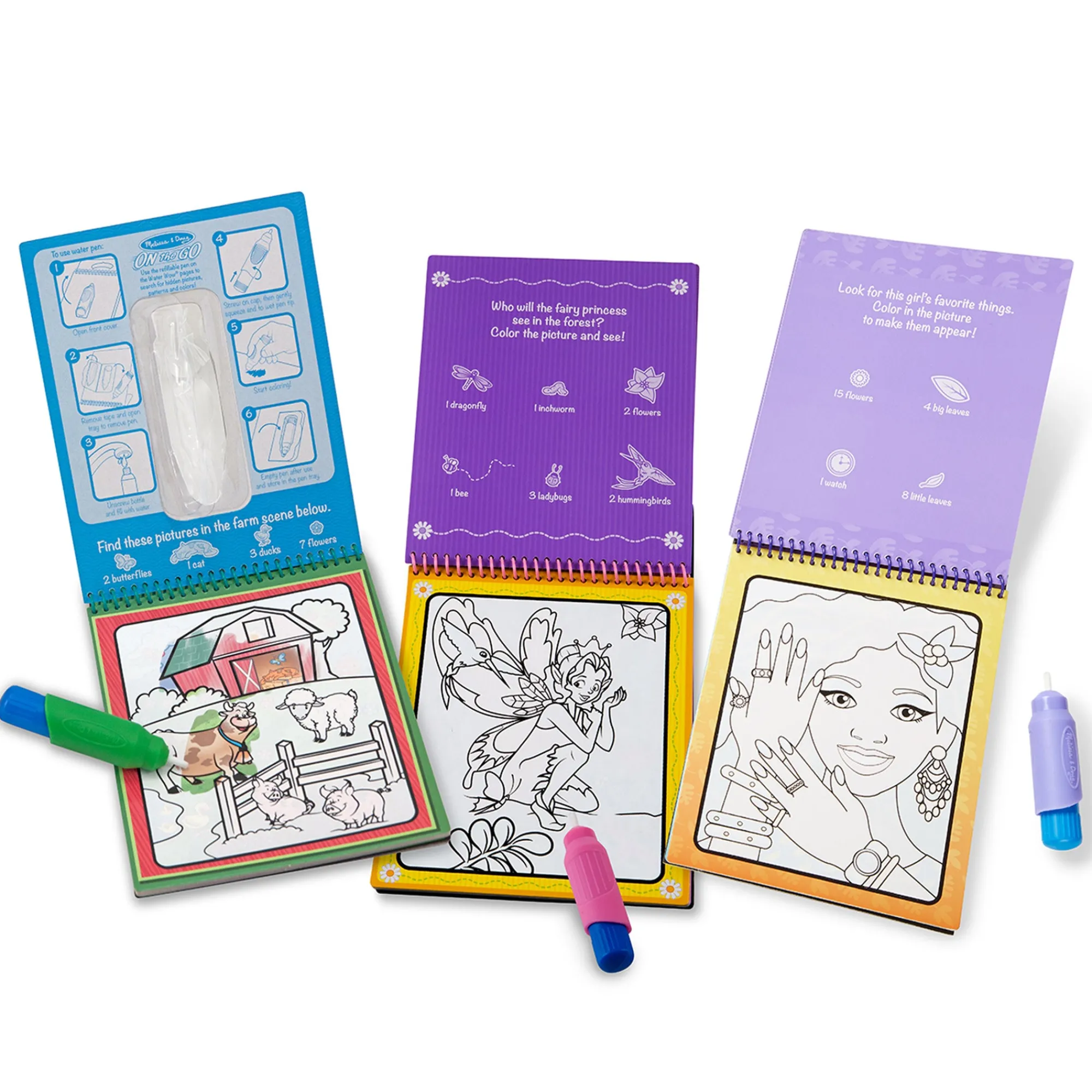 On the Go™ Water Wow!® 3-Pack: Makeup & Manicures, Fairy Tale, Animals>Melissa & Doug Outlet