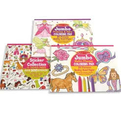 Princess, Fairy, Animals & More Coloring and Sticker Pad Bundle><noscript><img width=