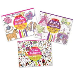 Princess, Fairy, Animals & More Coloring and Sticker Pad Bundle><noscript><img width=