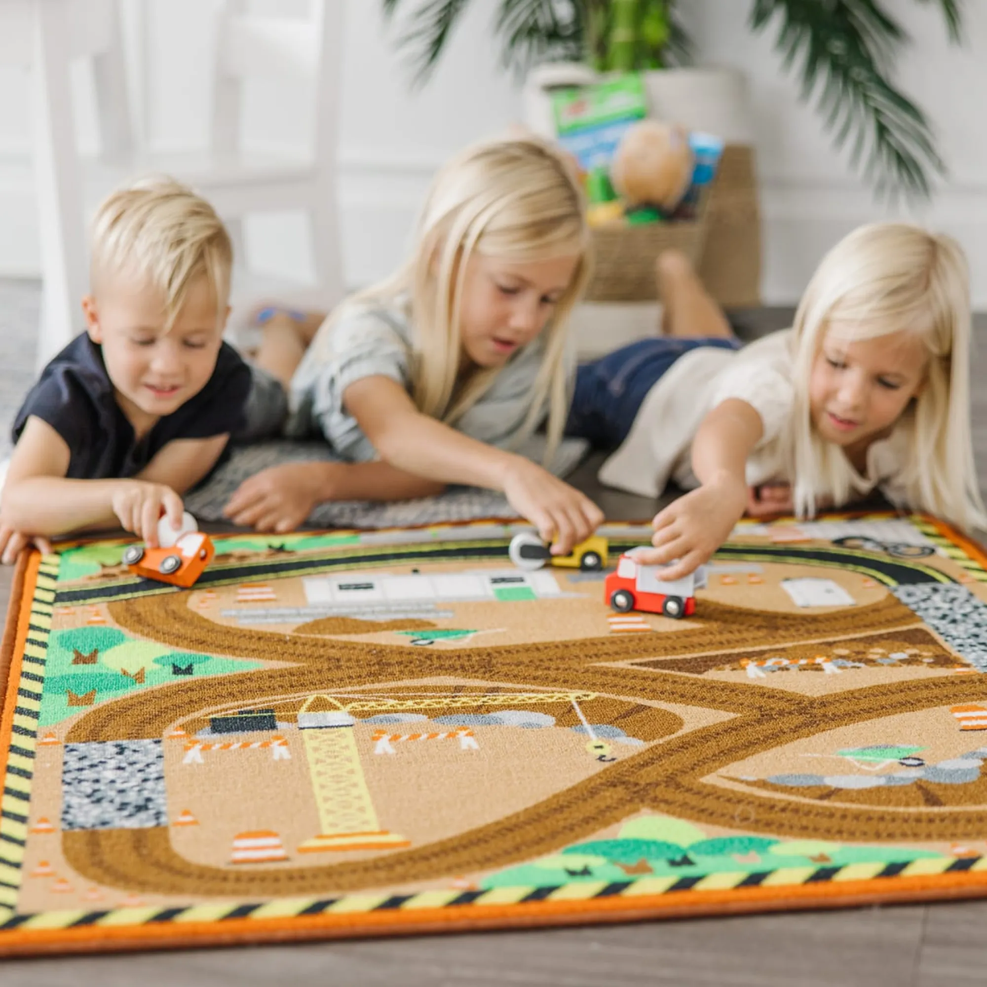 Round the Construction Zone Work Site Rug & Vehicle Set>Melissa & Doug Online