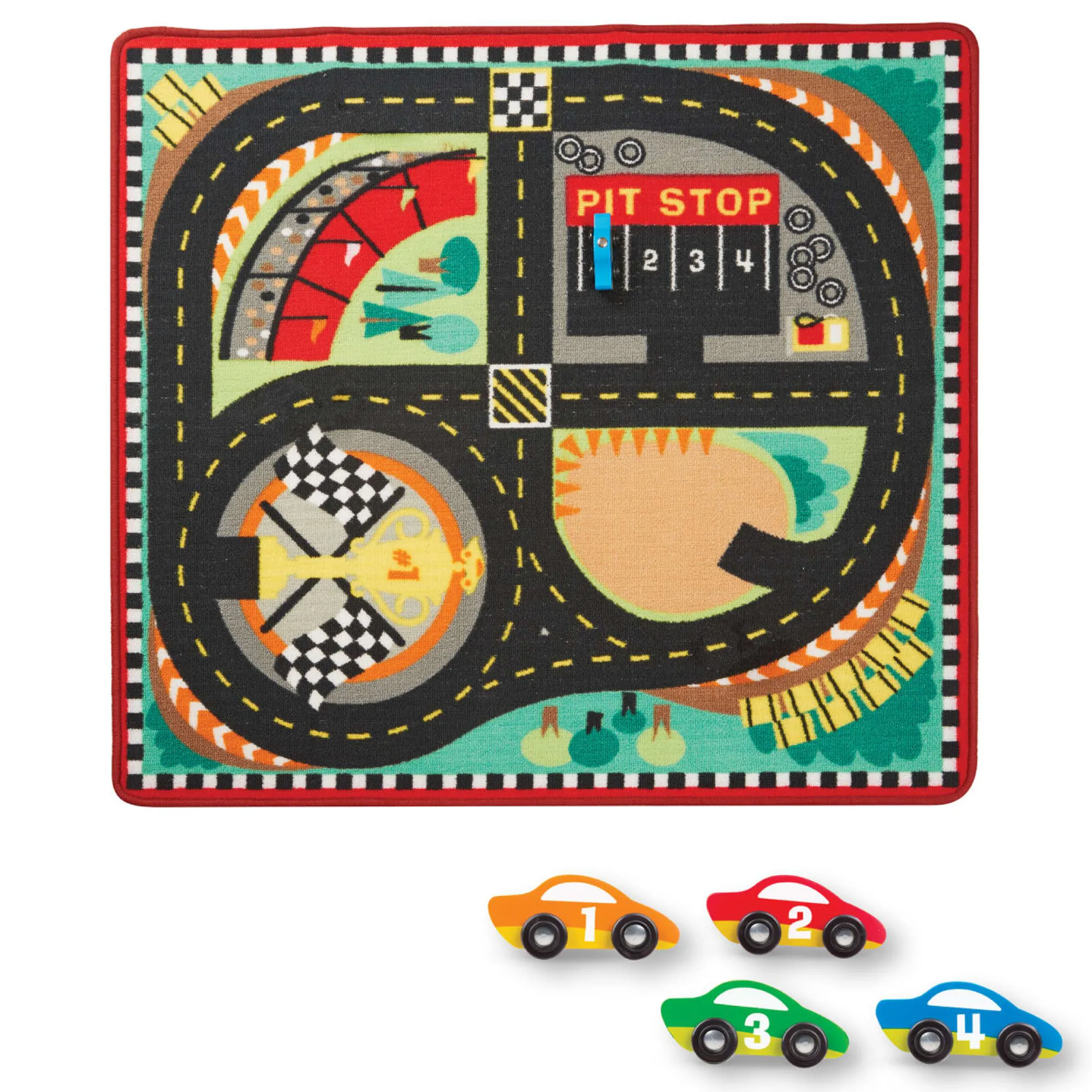 Round the Speedway Race Track Rug & Car Set>Melissa & Doug Discount