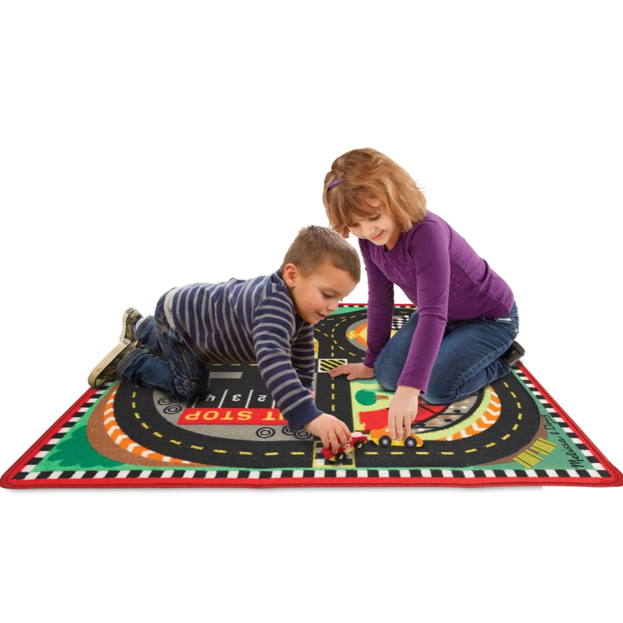 Round the Speedway Race Track Rug & Car Set>Melissa & Doug Discount