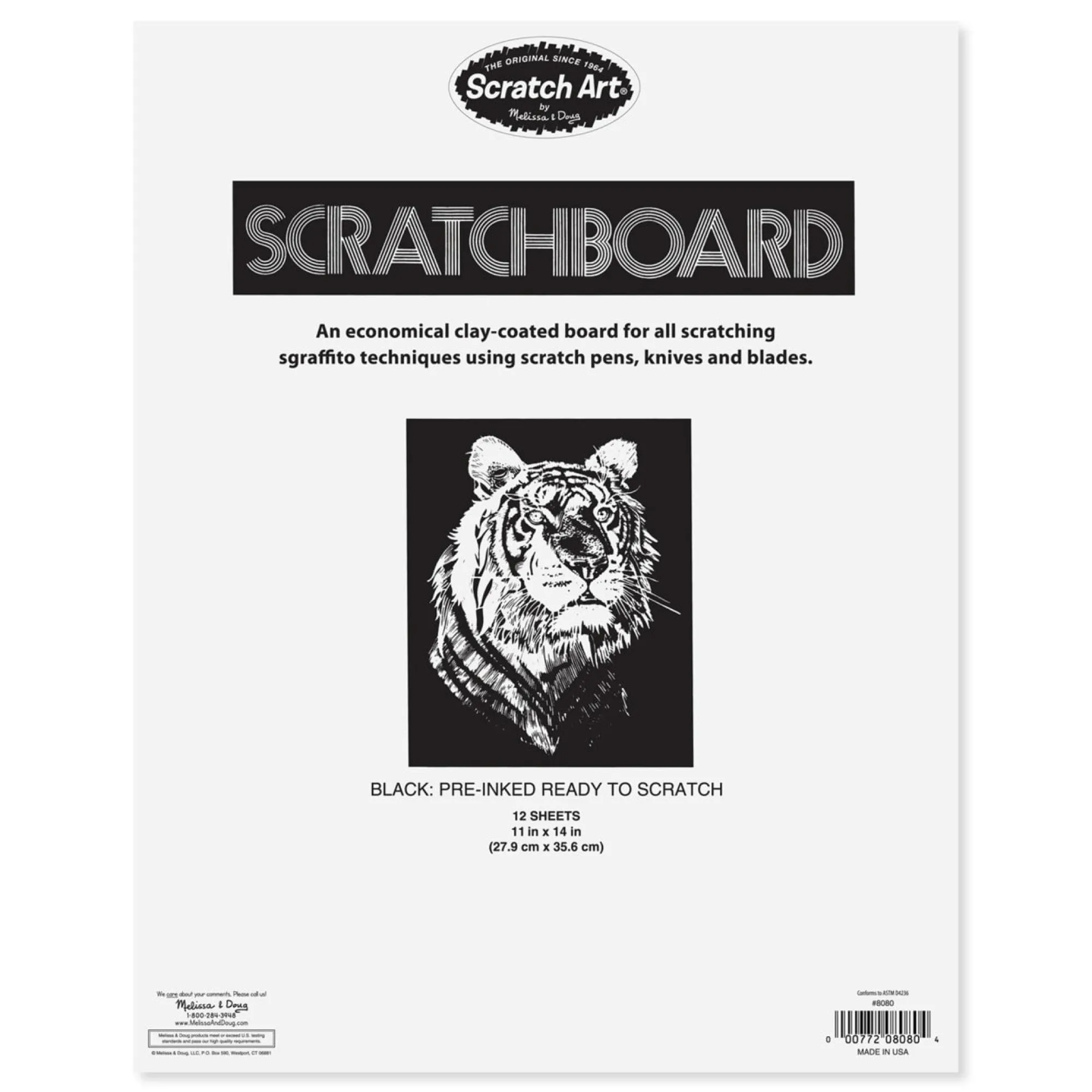 Scratch Art Black Coated 12 pt. Scratchboards (12 boards)>Melissa & Doug Online