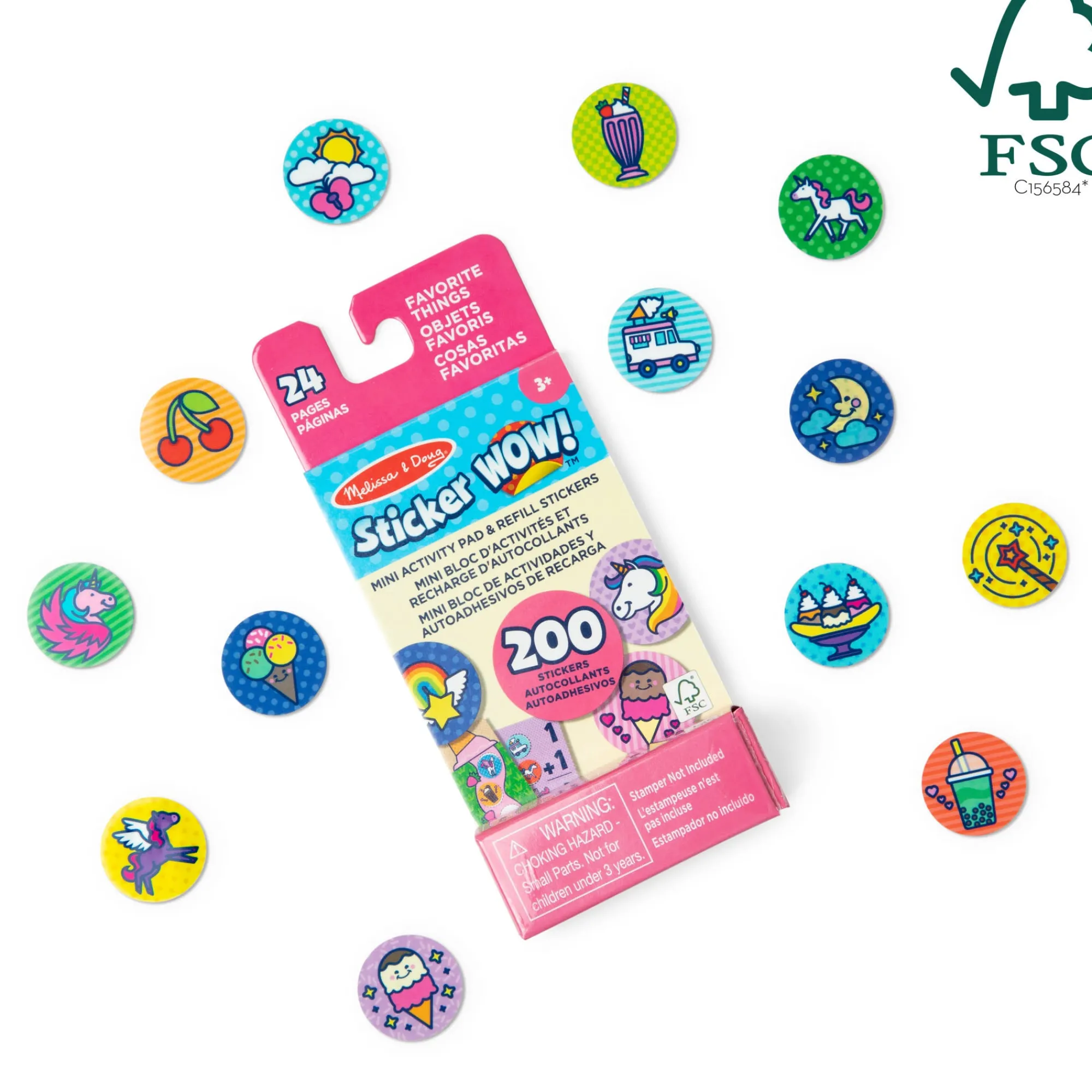 Sticker WOW!® Mini Activity Pad & Refill Stickers - Favorite Things (200+ Stickers, Stamper Not Included)>Melissa & Doug New