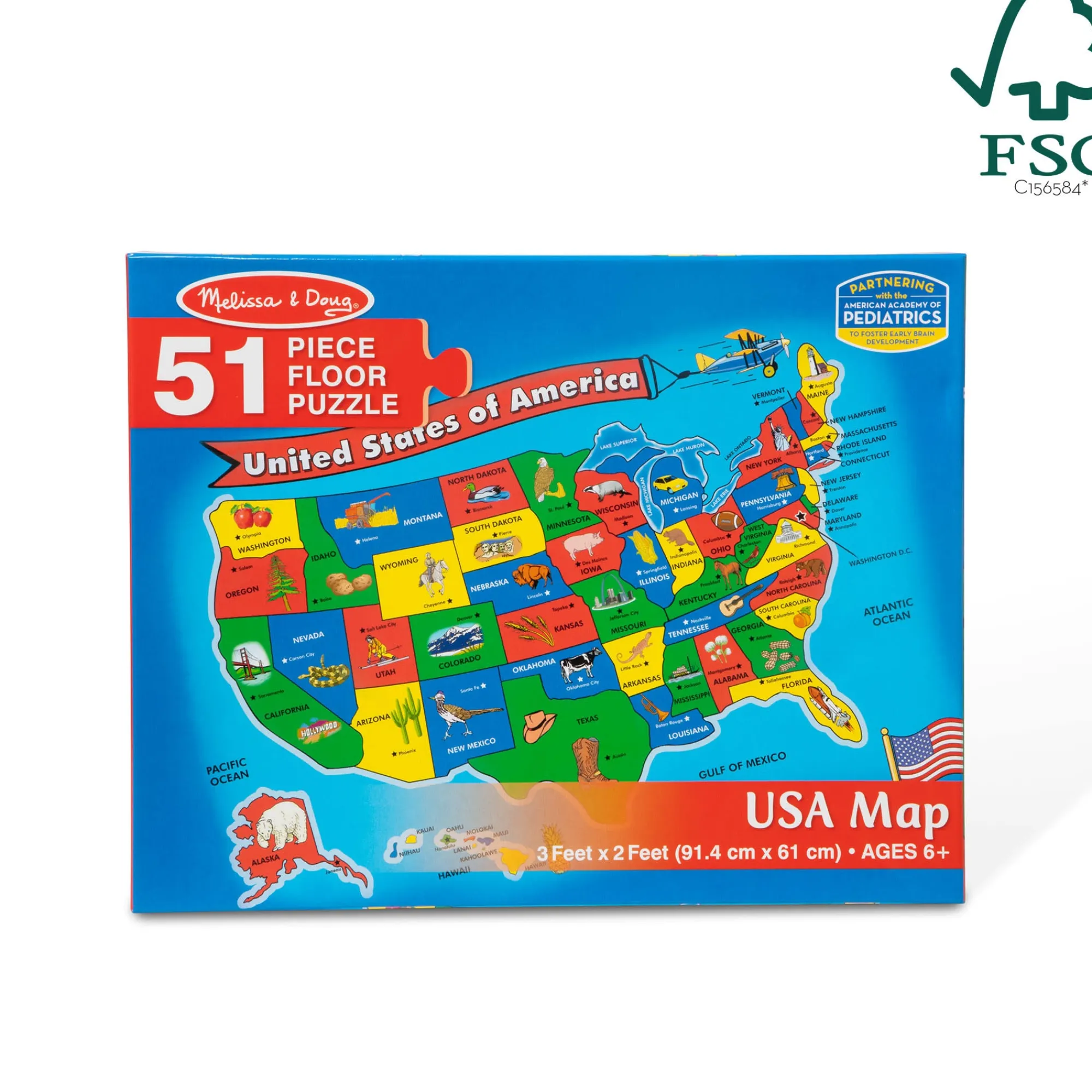 USA Map Floor Puzzle - 51 Pieces>Melissa & Doug Hot