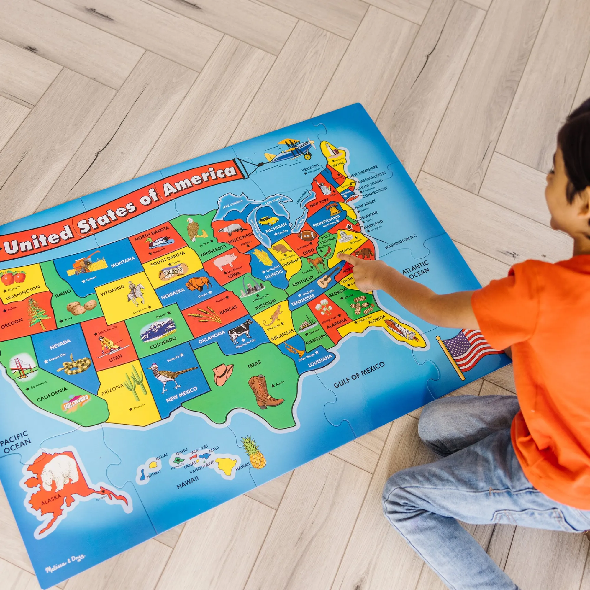 USA Map Floor Puzzle - 51 Pieces>Melissa & Doug Hot