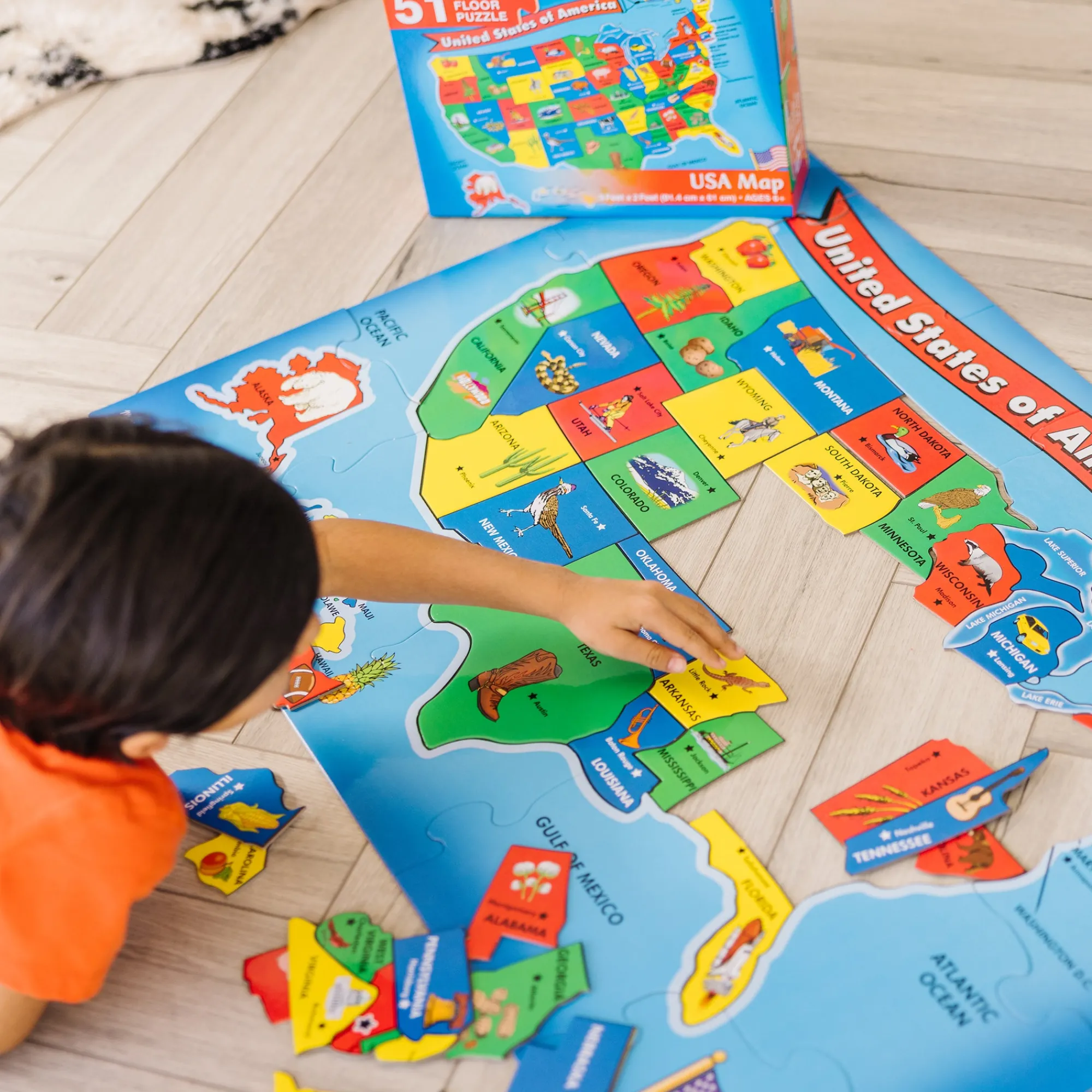 USA Map Floor Puzzle - 51 Pieces>Melissa & Doug Hot